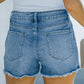 Women's Frayed Hem Distressed Denim Shorts with Pockets