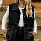 Women's Sleeveless Collared Neck Denim Vest with Pockets