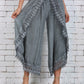 Women's Lace Trim Design Layered Denim Pants