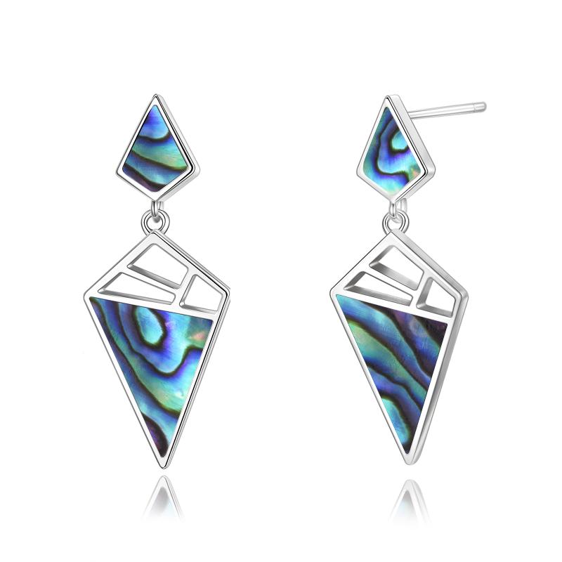 Women's 925 Sterling Silver Geometric With Opal Dangle Drop Stud Earrings Women Girls