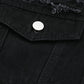 Women's Distressed Button-Up Denim Jacket with Pockets