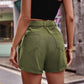 Women's Belted Denim Shorts with Pockets