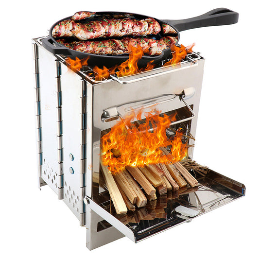 Lightweight Adjustable Folding Wood Stove for Outdoor Cooking Picnic Hunting BBQ Windproof