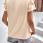 Women's Ruffle Trim Short Sleeve Round Neck Blouse