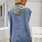 Women's Hooded Sleeveless Denim Top with Pockets