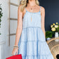 Women's Spaghetti Strap Tiered Denim Jean Loose Fit Dress