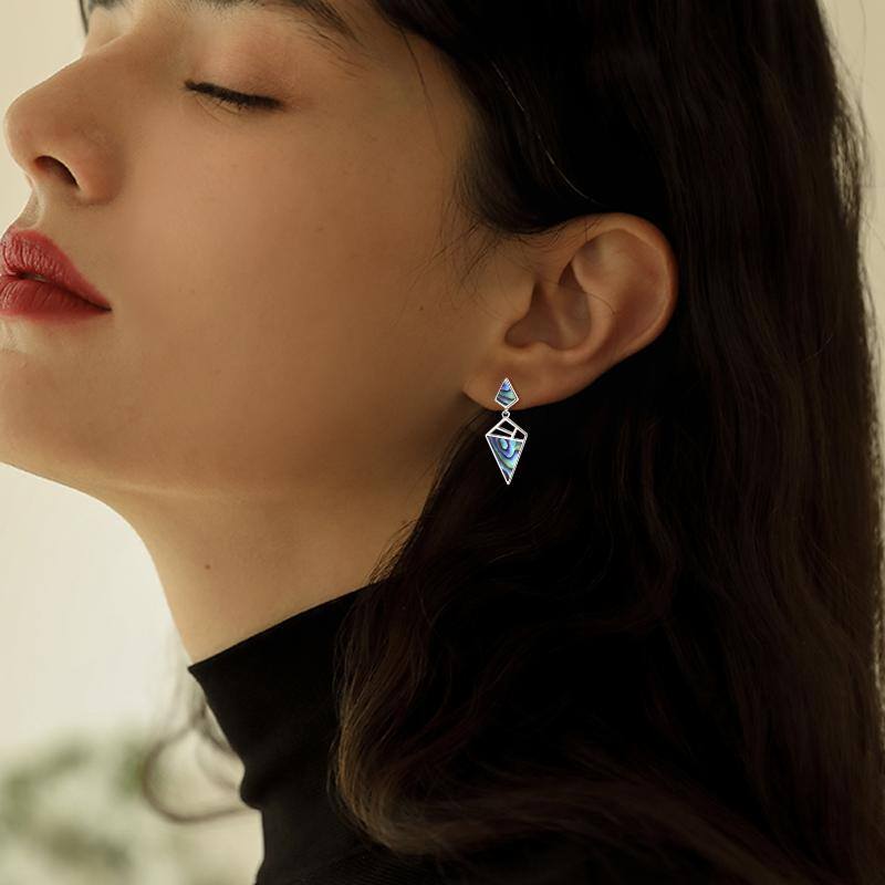 Women's 925 Sterling Silver Geometric With Opal Dangle Drop Stud Earrings Women Girls