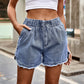 Women's Elastic Waist Raw Hem Denim Shorts