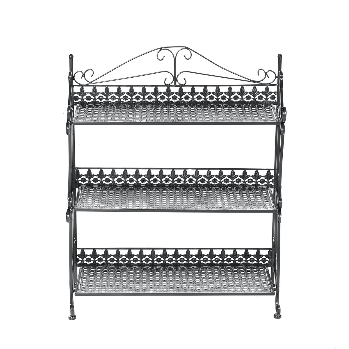 Three Tiers Folding Iron Kitchen Organizer Large Capacity Bathroom Bedroom Rack Book Shelf for Home Office