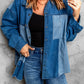 Women's Color Block Snap Denim Jacket