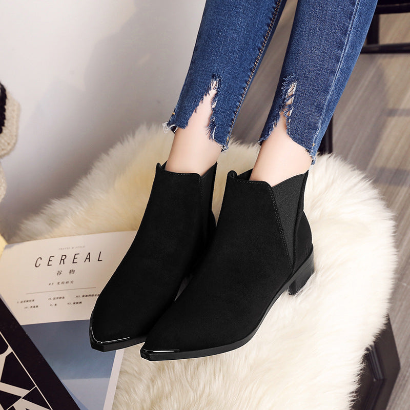 Women Pointed Toe Leather Canister Boots