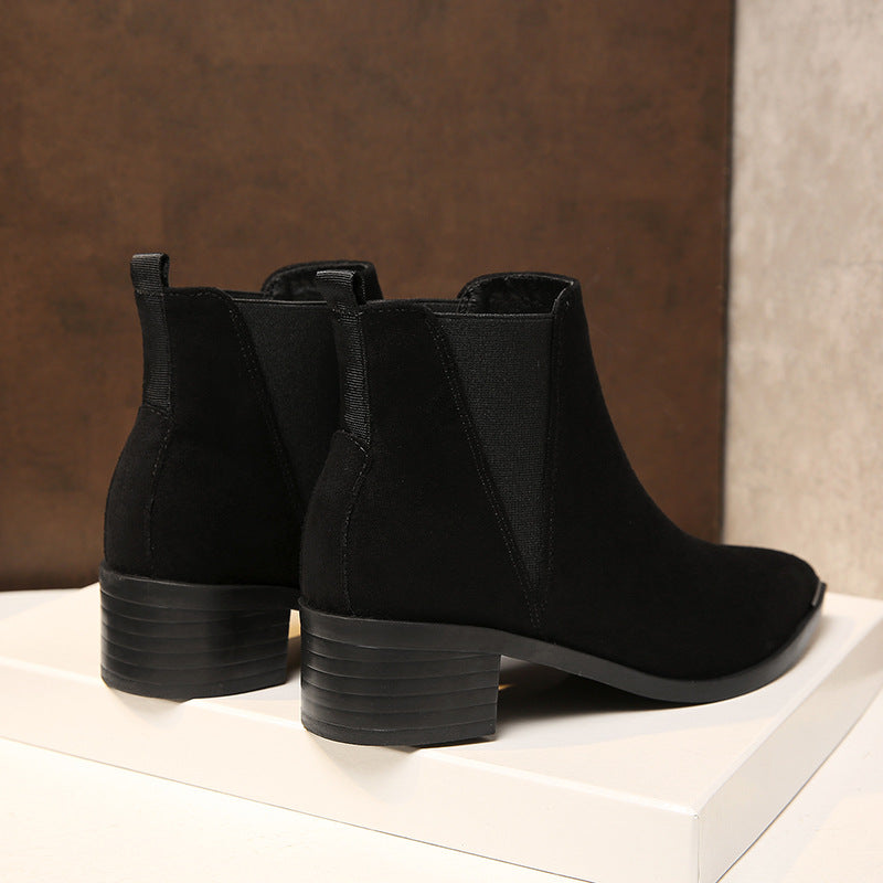 Women Pointed Toe Leather Canister Boots