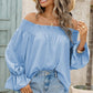 Women's Off-Shoulder Flare Sleeve Smocked Neck Blouse