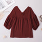 Women's Dropped Shoulder V-Neck Blouse
