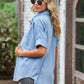Women's Collared Neck Denim Jean Shirt with Pockets
