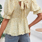 Women's V-Neck Flounce Sleeve Blouse