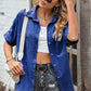 Women's Collared Neck Denim Jean Shirt with Pockets