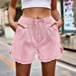 Women's Elastic Waist Raw Hem Denim Shorts