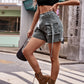 Women's High Waist Denim Jean Cargo Shorts