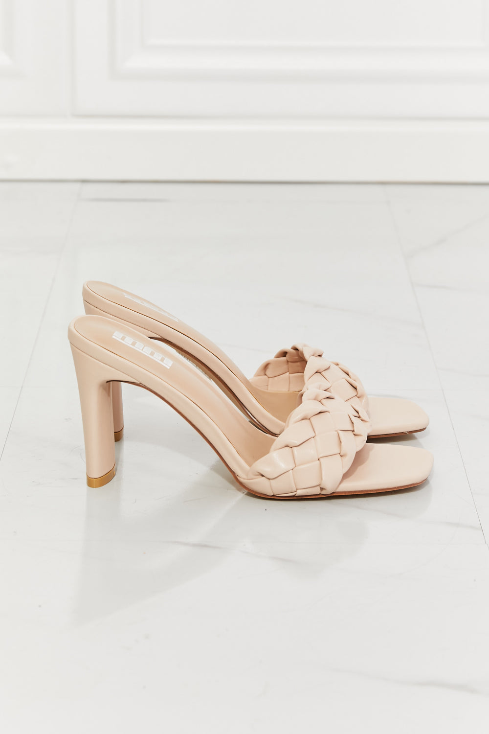 Women's MM Shoes Top of the World Braided Block Heel Sandals in Beige