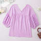 Women's Dropped Shoulder V-Neck Blouse