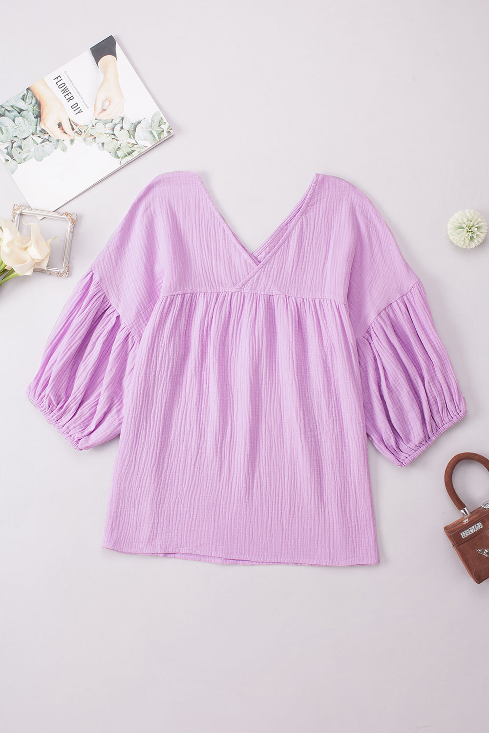 Women's Dropped Shoulder V-Neck Blouse