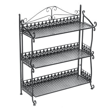 Three Tiers Folding Iron Kitchen Organizer Large Capacity Bathroom Bedroom Rack Book Shelf for Home Office