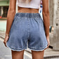 Women's Elastic Waist Raw Hem Denim Shorts