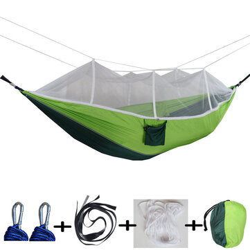 260x140cm Two Person Mosquito Hammock Camping Garden Sleeping Hanging Bed With Carabiners Storage Bag