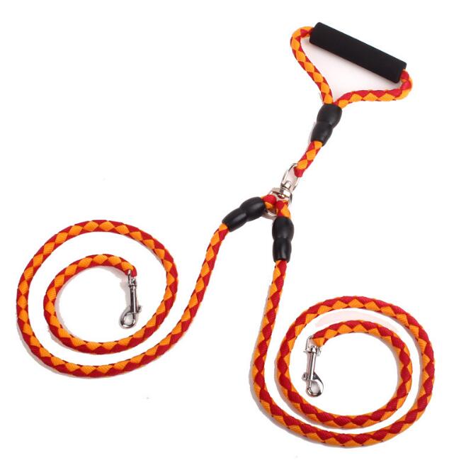 Pet Double-Ended Traction Rope For Walking The Dog Hand-Double-Ended Traction Rope One Plus Two Leash Collar