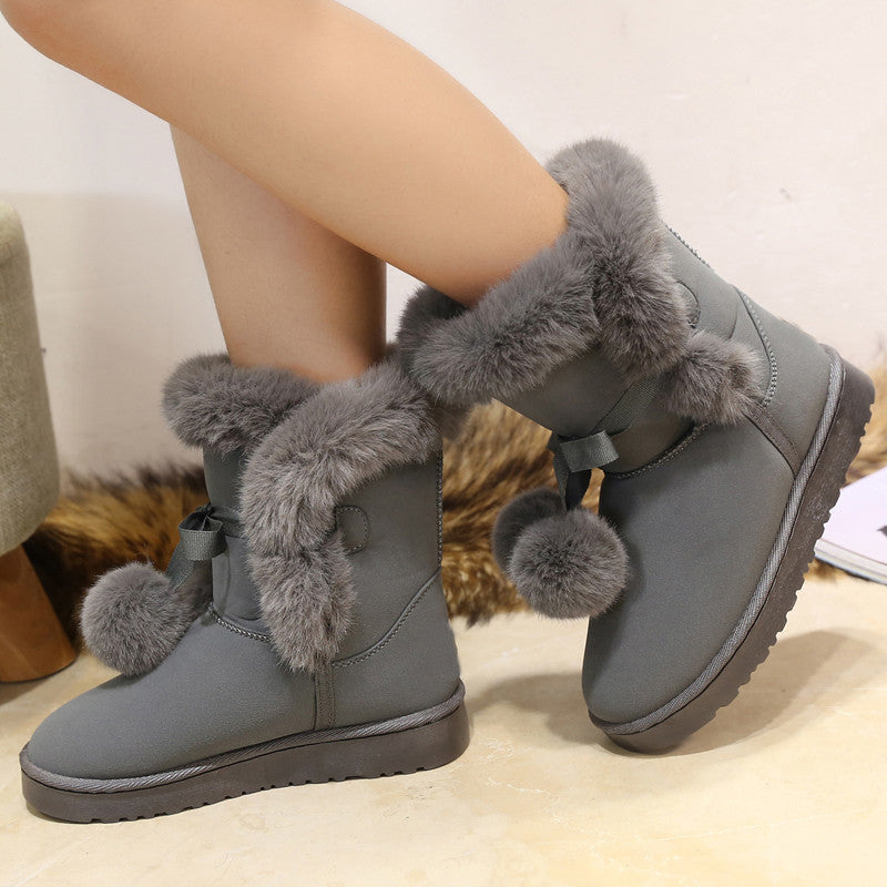 Teens Women's Casual Velvet Warm Short Tube Boots