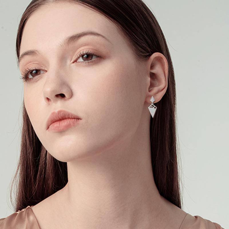 Women's 925 Sterling Silver Geometric With Opal Dangle Drop Stud Earrings Women Girls