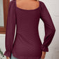 Women's Tie Front V-Neck Puff Sleeve Blouse