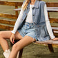 Women's Sleeveless Collared Neck Denim Vest with Pockets