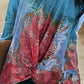 Women's Twisted Multicolor V-Neck Long Sleeve Tee