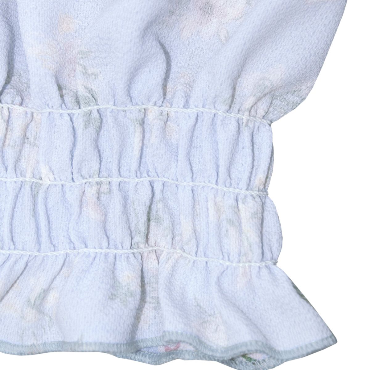 Women's Cropped Off-Shoulder Frill Trim Smocked Blouse