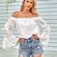 Women's Applique Flounce Sleeve Off-Shoulder Blouse