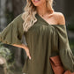 Women's Dropped Shoulder V-Neck Blouse