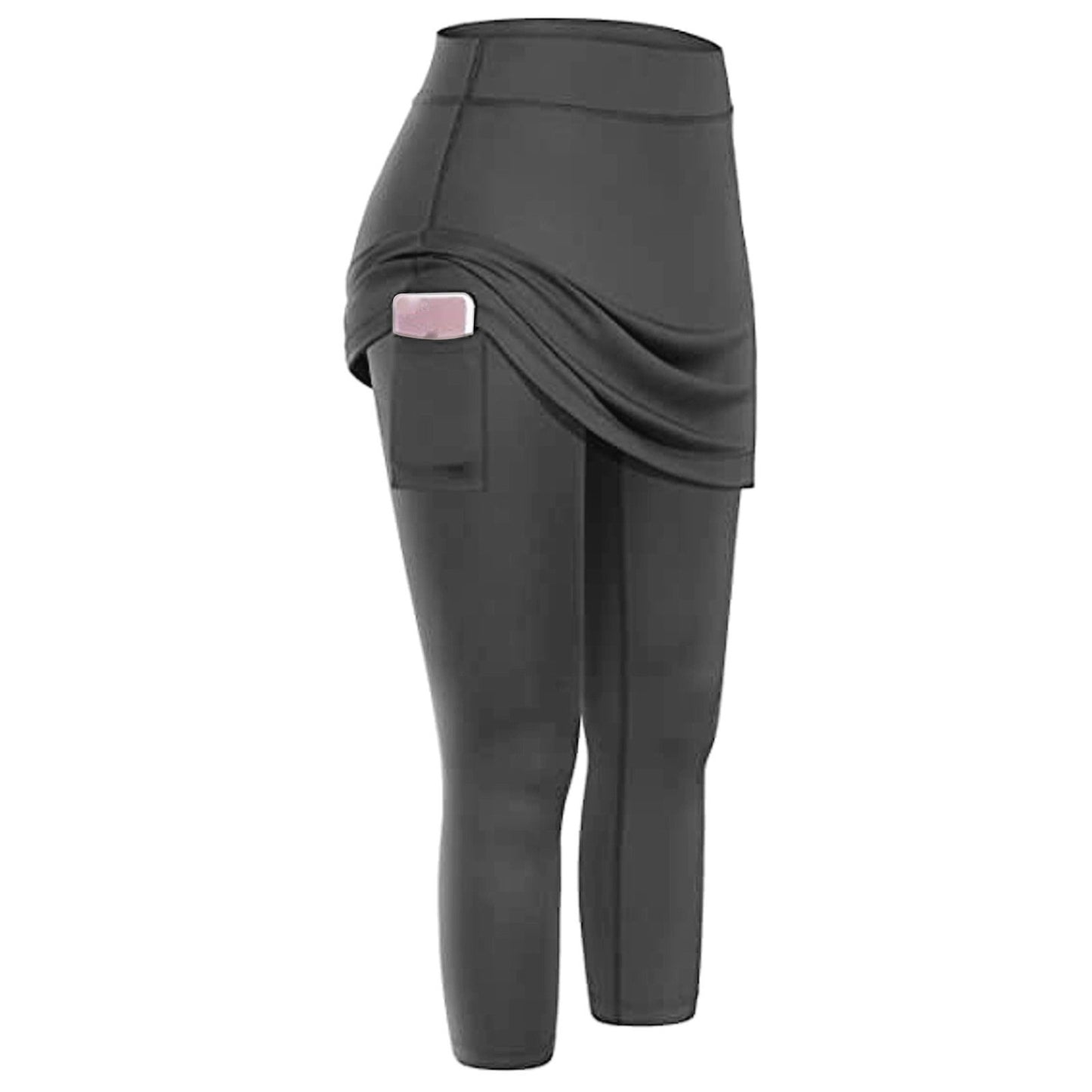 Women Skirted Leggings with Cell Pocket Yoga Fitness Workout Sports