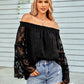 Women's Applique Flounce Sleeve Off-Shoulder Blouse