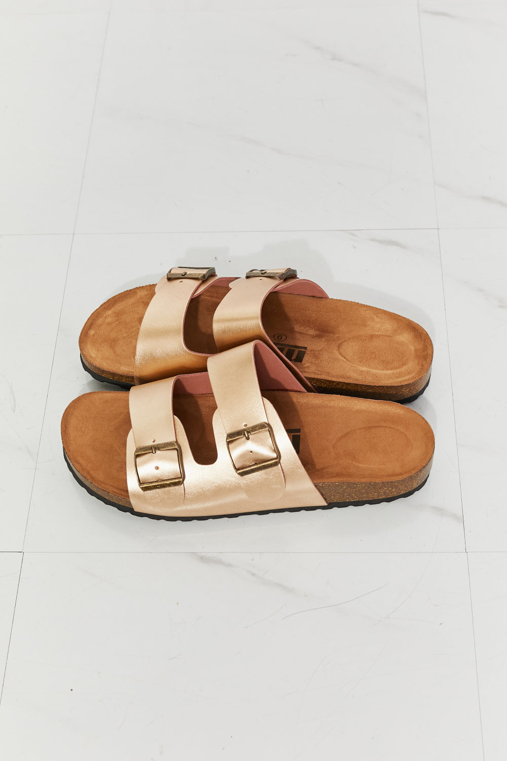 Women's MM Shoes Best Life Double-Banded Slide Sandal in Gold