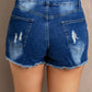 Women's Spliced Lace Distressed Denim Shorts