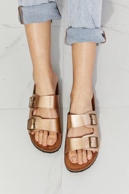 Women's MM Shoes Best Life Double-Banded Slide Sandal in Gold
