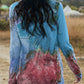 Women's Twisted Multicolor V-Neck Long Sleeve Tee