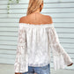 Women's Applique Flounce Sleeve Off-Shoulder Blouse