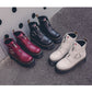 Teens Women's Short White Burgundy Black Platform Heart Lace-up Ankle Boots