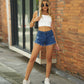 Women's Raw Hem Distressed Denim Jean Shorts