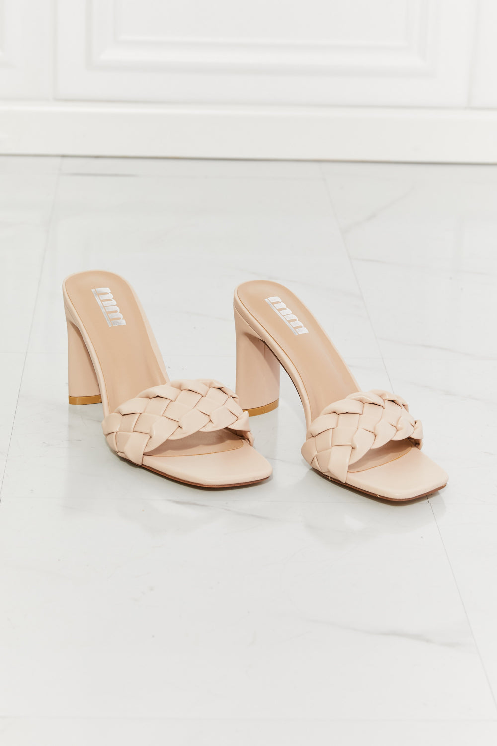 Women's MM Shoes Top of the World Braided Block Heel Sandals in Beige