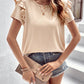 Women's Ruffle Trim Short Sleeve Round Neck Blouse