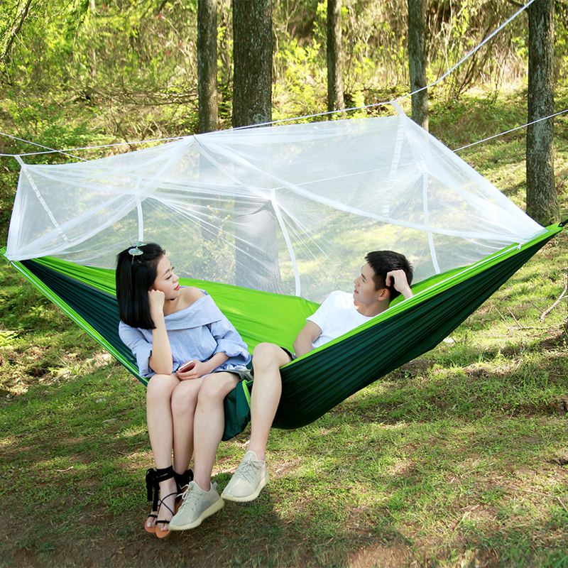 260x140cm Two Person Mosquito Hammock Camping Garden Sleeping Hanging Bed With Carabiners Storage Bag